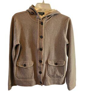 LAUREN RALPH LAUREN TAN COTTON HOODED JACKET SIZE MEDIUM SOFT COMFY